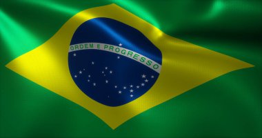 Brezilya Bayrağı, sallanan kıvrımlı Brezilya Bayrağı, yakın görüş, 3D görüntüleme