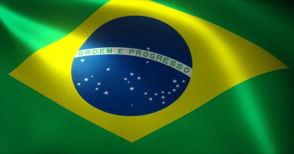 Bandeira Brasil Bandeira Brasileira Com Dobras Ondulantes Close View Renderização — Fotografia de Stock