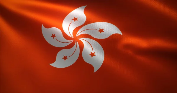 Hong Kong Vlag Met Golvende Plooien Van Dichtbij Bekijken Rendering — Stockfoto