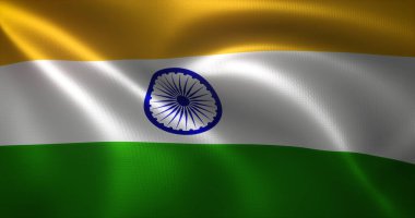 El sallayan kıvrımlı Hindistan Bayrağı, yakın görüş, 3D görüntüleme