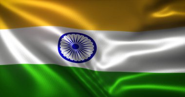 El sallayan kıvrımlı Hindistan Bayrağı, yakın görüş, 3D görüntüleme