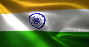 El sallayan kıvrımlı Hindistan Bayrağı, yakın görüş, 3D görüntüleme