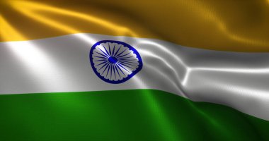 El sallayan kıvrımlı Hindistan Bayrağı, yakın görüş, 3D görüntüleme