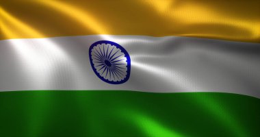 El sallayan kıvrımlı Hindistan Bayrağı, yakın görüş, 3D görüntüleme