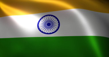 El sallayan kıvrımlı Hindistan Bayrağı, yakın görüş, 3D görüntüleme