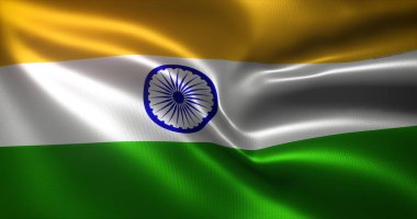 El sallayan kıvrımlı Hindistan Bayrağı, yakın görüş, 3D görüntüleme