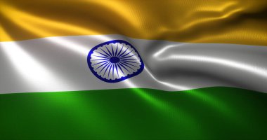 El sallayan kıvrımlı Hindistan Bayrağı, yakın görüş, 3D görüntüleme