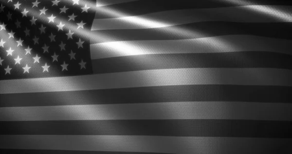 Black White American Flag United States America Flag Waving Folds — Stock Photo, Image