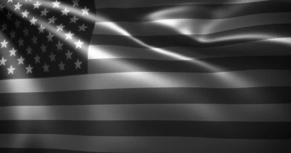 Czarno Biała Flaga Amerykańska Flaga Stanów Zjednoczonych Ameryki Falującymi Fałdami — Zdjęcie stockowe