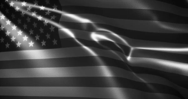 Black White American Flag United States America Flag Waving Folds — Stock Photo, Image