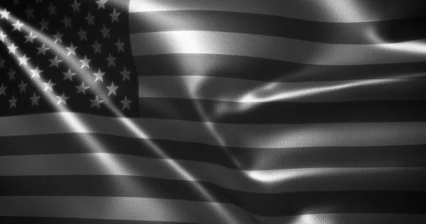 Black White American Flag United States America Flag Waving Folds — Stock Photo, Image