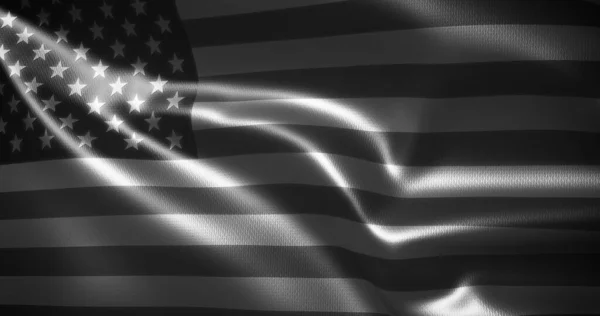 Black White American Flag United States America Flag Waving Folds — Stock fotografie