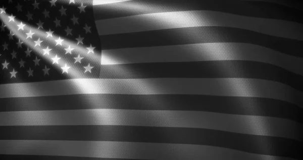 Black White American Flag United States America Flag Waving Folds — Stock fotografie