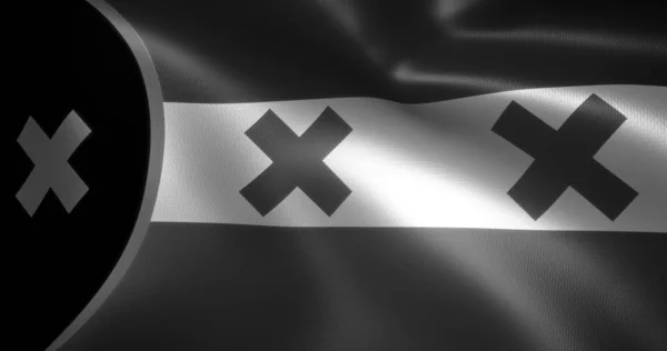 Siyah ve beyaz Lmanburg Bayrağı, Dalgalanan kıvrımlı rüya SMP Bayrağı, L 'manberg Bayrağı yakın görünüm, 3D görüntüleme