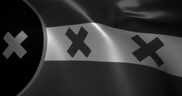 Siyah ve beyaz Lmanburg Bayrağı, Dalgalanan kıvrımlı rüya SMP Bayrağı, L 'manberg Bayrağı yakın görünüm, 3D görüntüleme