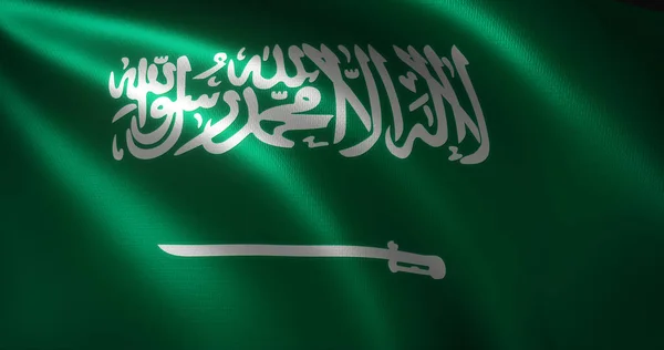 Saudi Arabia Flag Waving Folds Close View Rendering — Stock Photo, Image