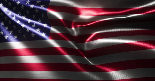 Amerikai Egyesült Államok Zászló Hullámzó Redőkkel Közelről Renderelés — Stock Fotó