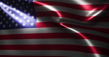 Amerikan Bayrağı, Amerika Birleşik Devletleri bayrağı dalgalanan katlar, yakın görüş, 3D görüntüleme