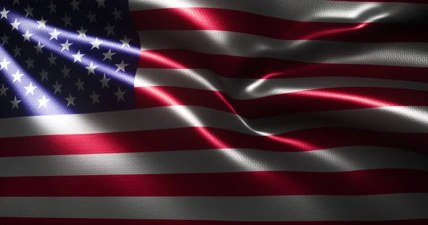 Flaga Amerykańska Flaga Stanów Zjednoczonych Ameryki Falującymi Fałdami Widok Bliska — Zdjęcie stockowe