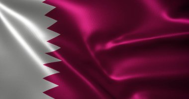 El sallayan kıvrımlı Katar Bayrağı, görüntüyü kapat, 3B görüntüleme