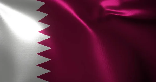 Qatar Flag Waving Folds Close View Rendering — Stock Photo, Image