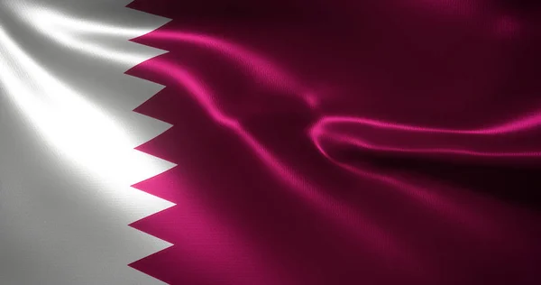 El sallayan kıvrımlı Katar Bayrağı, görüntüyü kapat, 3B görüntüleme