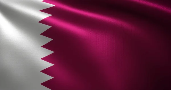 El sallayan kıvrımlı Katar Bayrağı, görüntüyü kapat, 3B görüntüleme