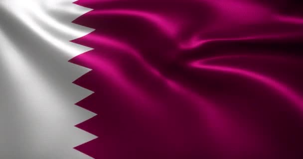 Qatar Flag Waving Folds Close View Рендеринг — стокове відео