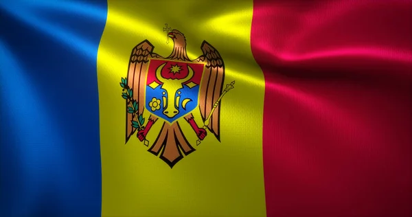 El sallayan kıvrımlı Moldova Bayrağı, görüntüyü kapat, 3B görüntüleme