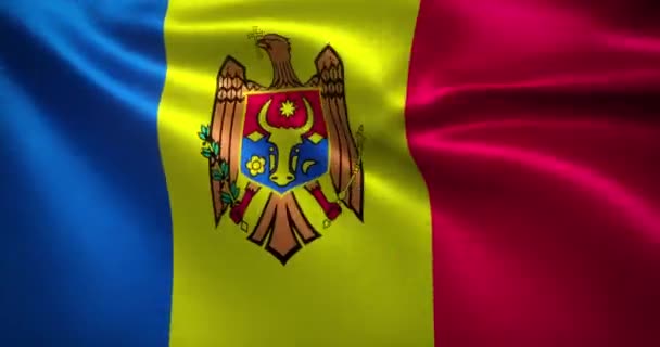 Moldavien Flagga Med Vikning Veck Närbild Rendering — Stockvideo