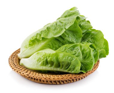 beyaz arkaplanda taze cos (marul)