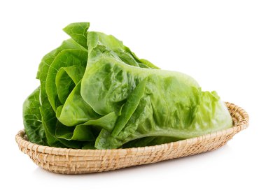 beyaz arkaplanda taze cos (marul)