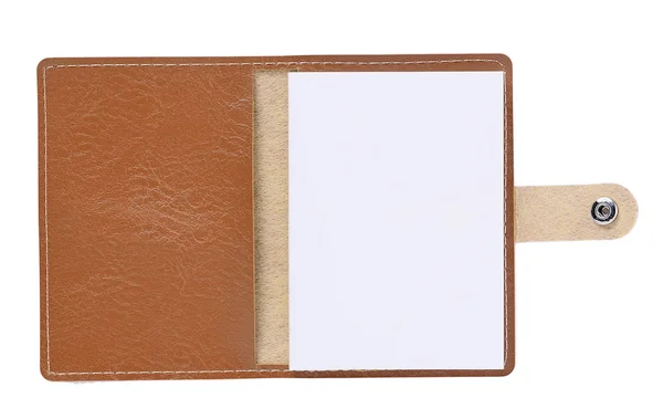 Brown leather notebook isolated on white background — Stock Photo, Image