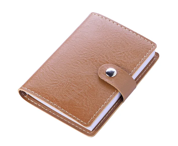 Brown leather notebook isolated on white background Stock Photo