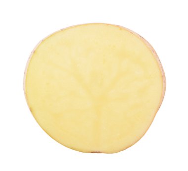 Beyaz arka planda izole edilmiş patates. en üstteki görünüm