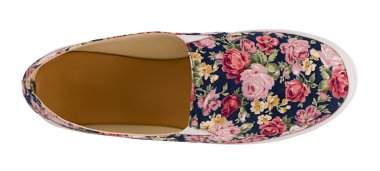 Beyaz bir arka plan üzerinde izole çiçek desenli Ayakkabı