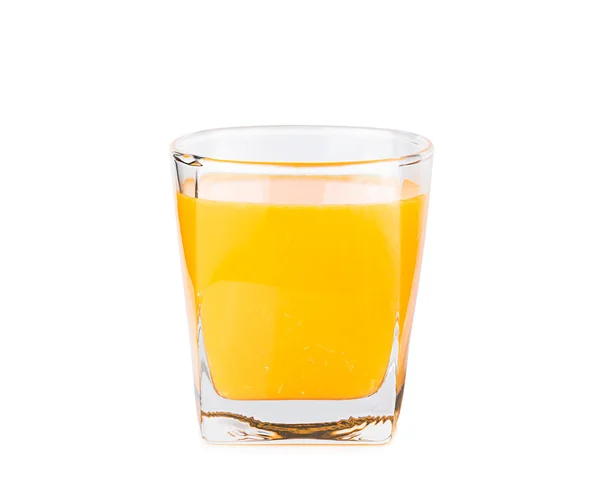 Vidro de suco de laranja fresco no fundo branco — Fotografia de Stock