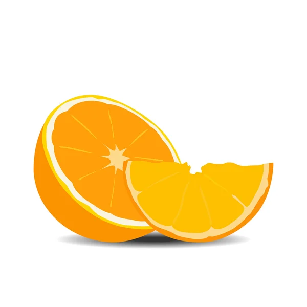 Half orange fruit on white background — Stockvector