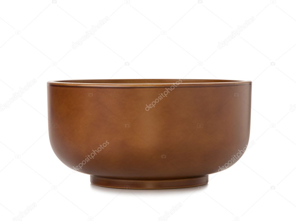 Empty brown bowl isolated on white background