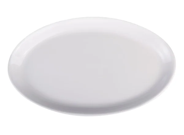 Placa branca isolada no fundo branco — Fotografia de Stock