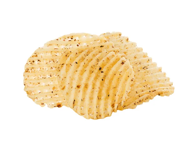 Aardappel chips geïsoleerd op witte achtergrond — Stockfoto