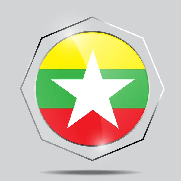 Botón Bandera de Myanmar — Vector de stock