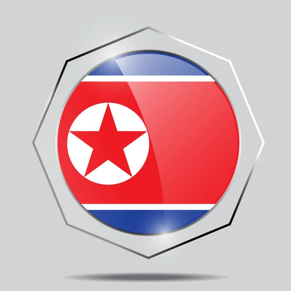 Knappen flagga Nordkorea — Stock vektor