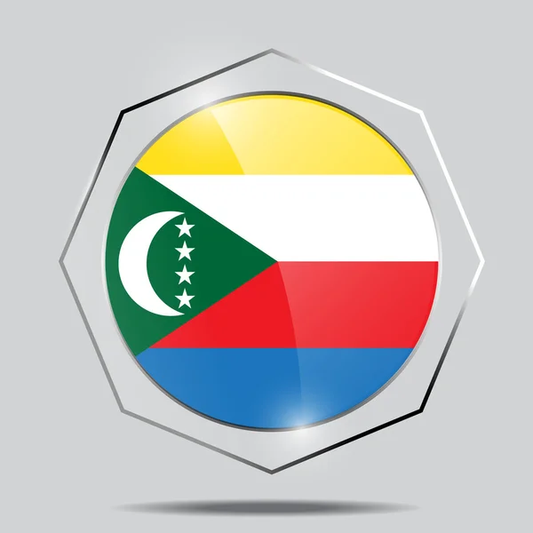 Przycisk flaga Komorów — Wektor stockowy