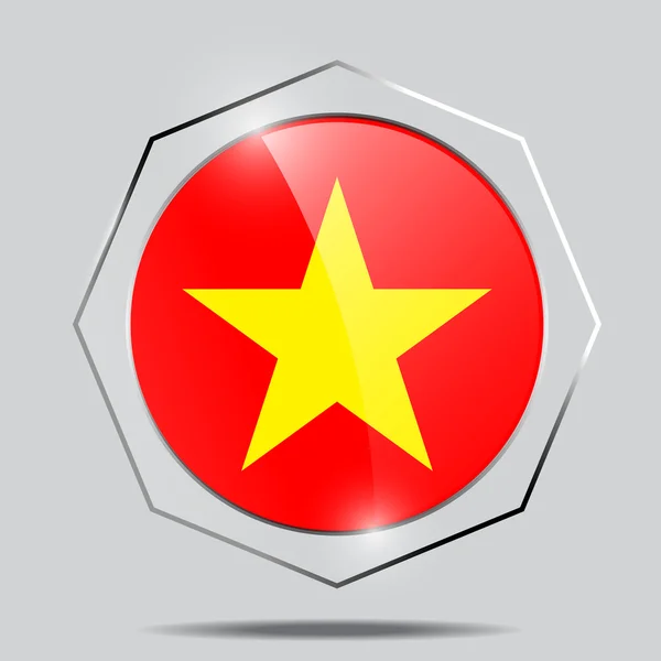 Knappen flagga i Vietnam — Stock vektor