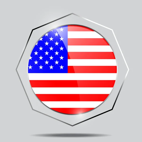 Düğme Amerika bayrağı — Stok Vektör