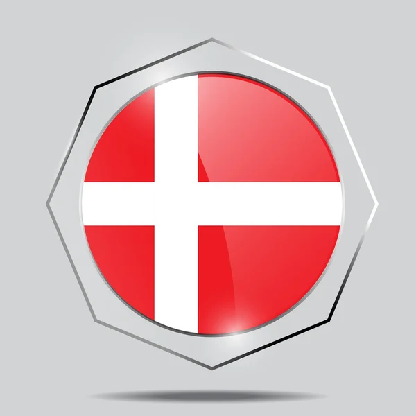 Przycisk flaga Danii — Wektor stockowy