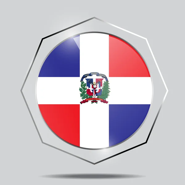 按钮的多米尼加共和国的旗帜 — 图库矢量图片