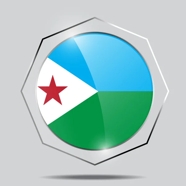 Botón Bandera de Djibouti — Vector de stock