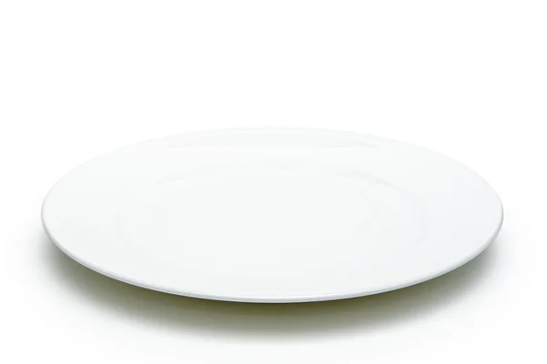 Empty white plate on sack background. — Stock Photo, Image